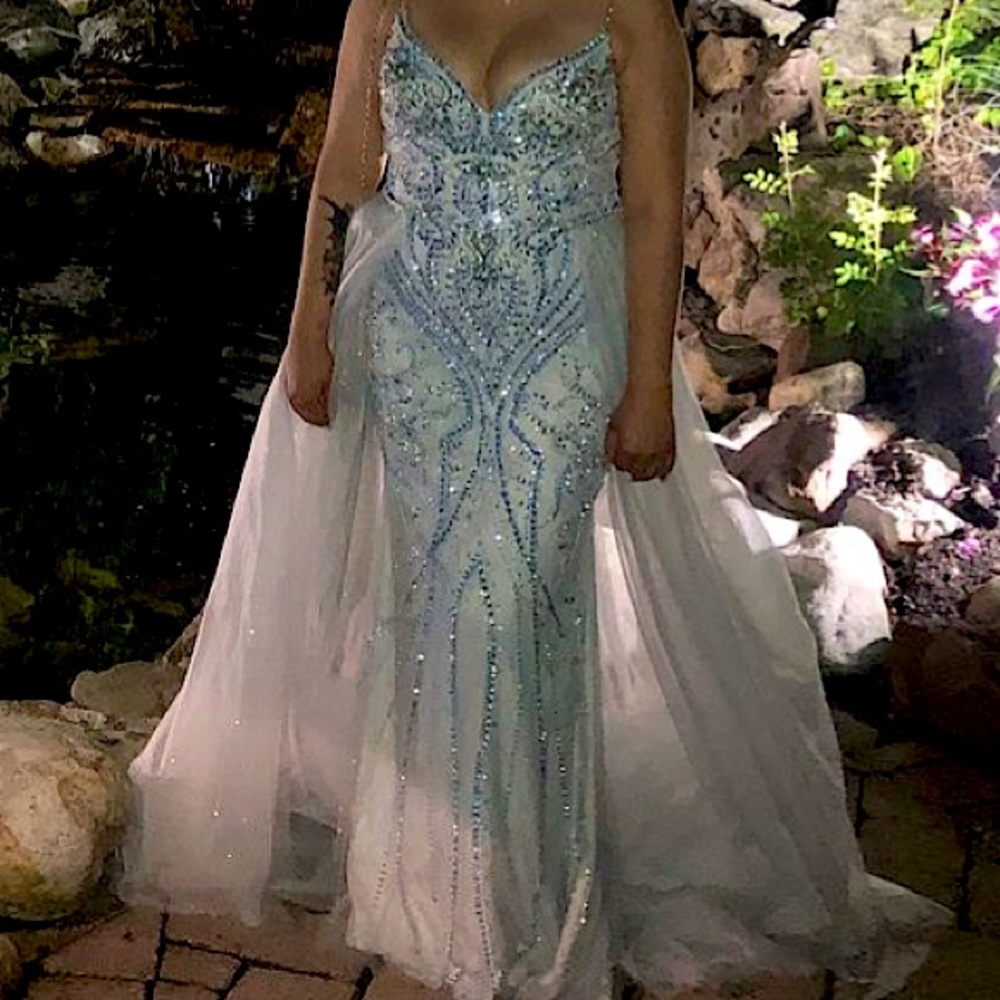 Silver/blue prom dress